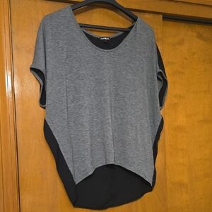 Express Gray and Black Short-Sleeve Layered-Back Tee